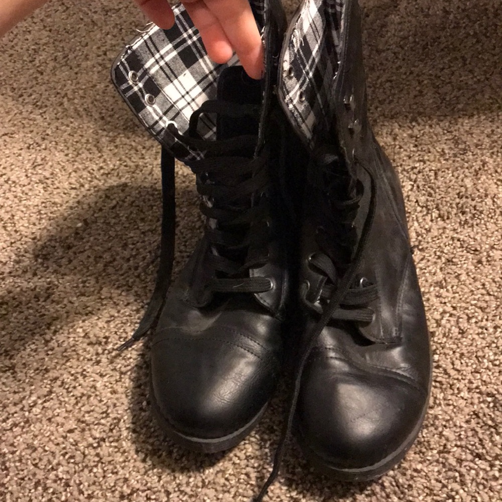 Black combat boots